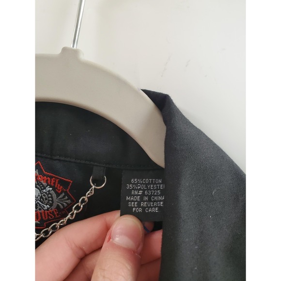 Dragonfly Roadhouse Shirt Mens Large Black Iron Horse Saloon Button Up Biker - Picture 3 of 7